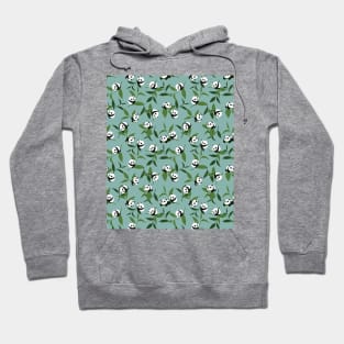 Cute Playing Panda in Green Garden Pattern Hoodie